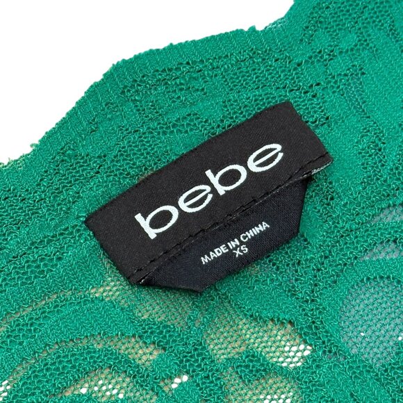 Vintage Y2K bebe Green Lace Mesh Bodysuit – Long Sleeve - Picture 2 of 6